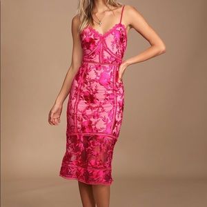 LuLu’s Pink Lace Midi Dress (Never Worn)